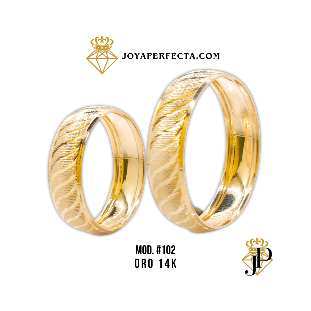 Argollas de Matrimonio. MOD #102 Oro 14k. 6mm
