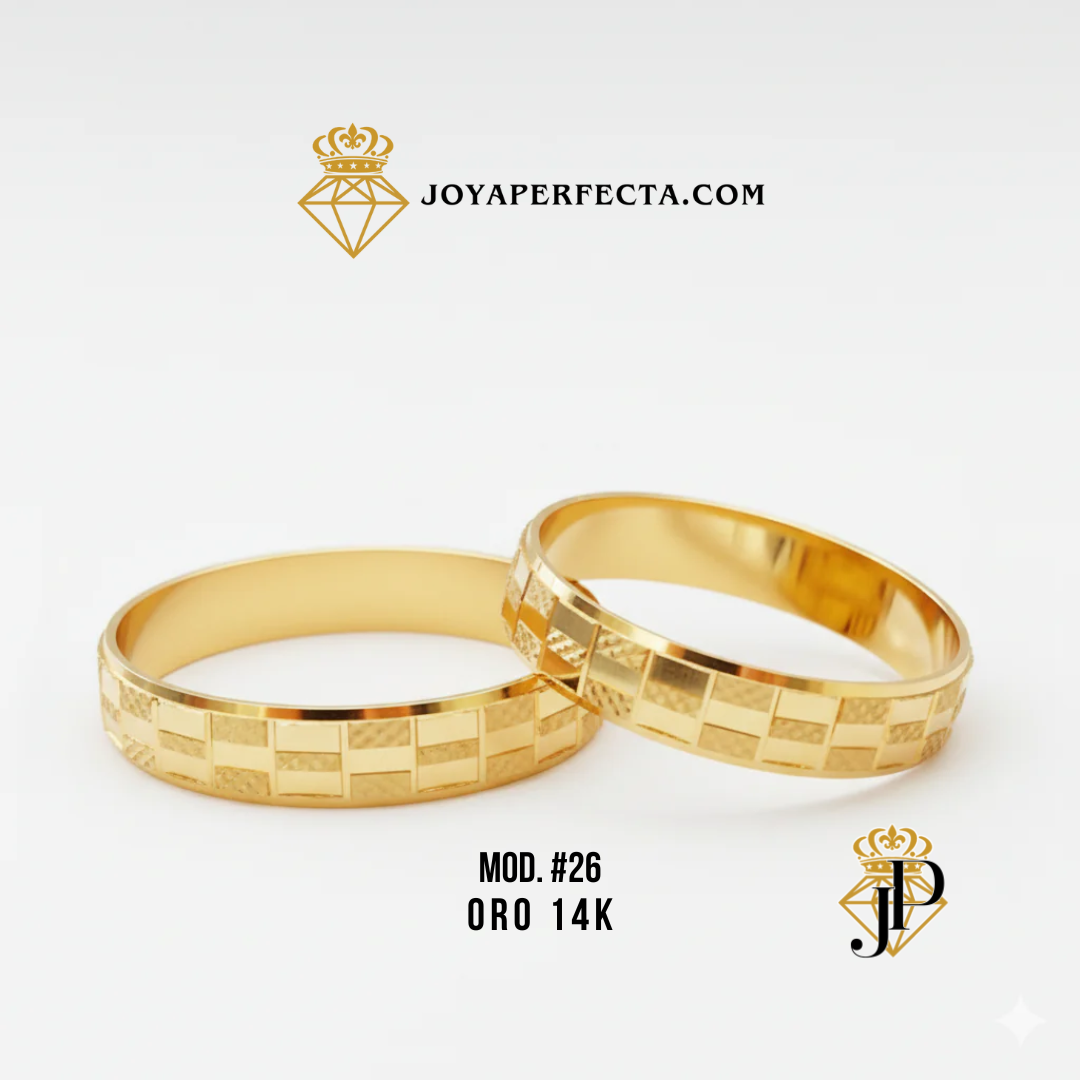 Argollas de Matrimonio MOD. #26 oro14k DOMINO DIAMANTADO.