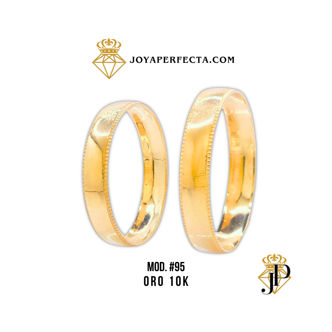 Argollas de Matrimonio. MOD #95 Oro 10k. 4mm