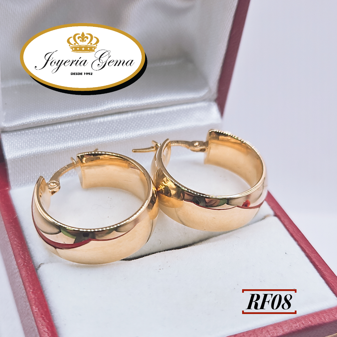 Arracadas de ORO 10k. RF08 Diseño liso