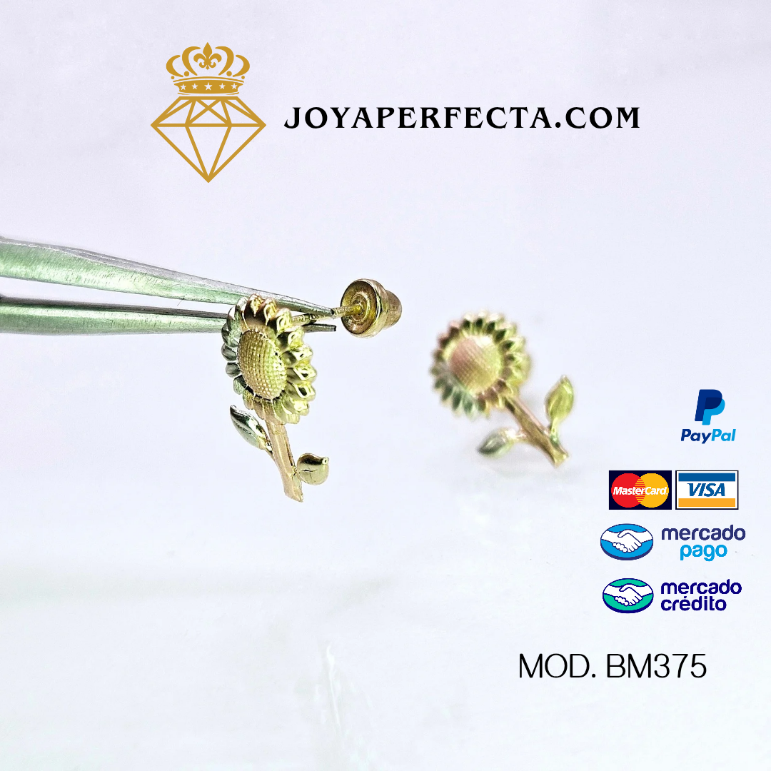 Aretes de oro. Girasol Mod. BM375