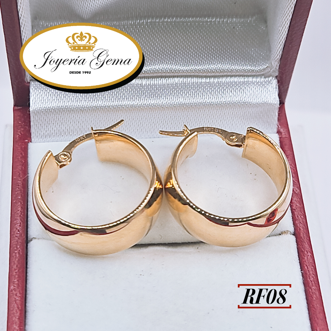 Arracadas de ORO 10k. RF08 Diseño liso