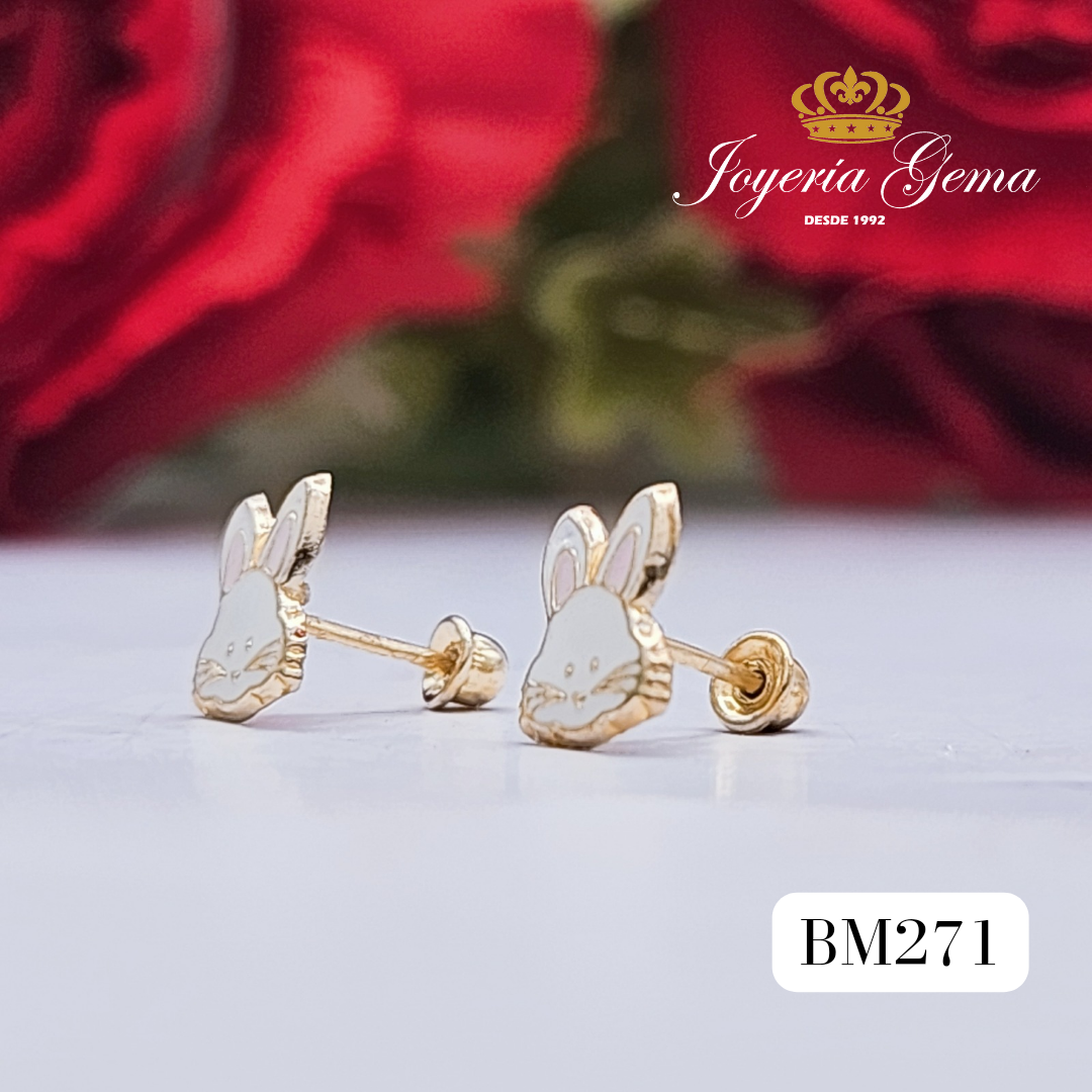 Aretes de oro. Diseño de conejo. BM271