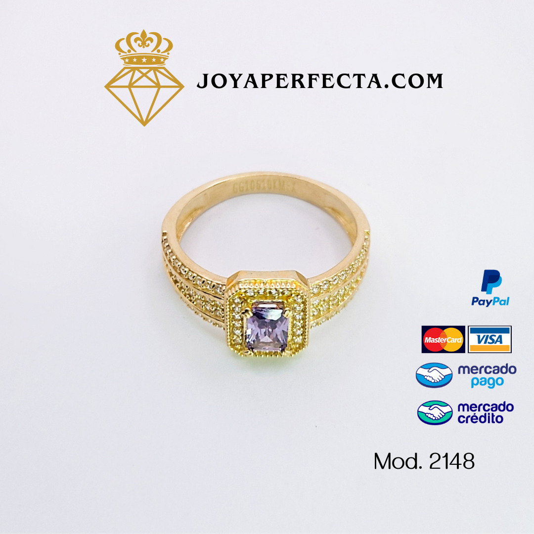 Anillo de oro. Alejandrita cuadrada. Mod 2148