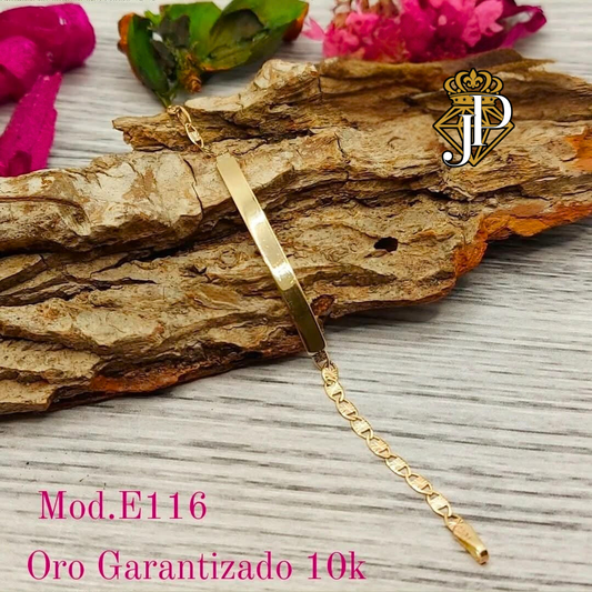 Esclava Eslabón planchado. Oro 10k. E116