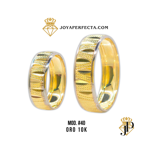 Argollas de Matrimonio. MOD #40 Oro 10k. 6mm. Zigzag