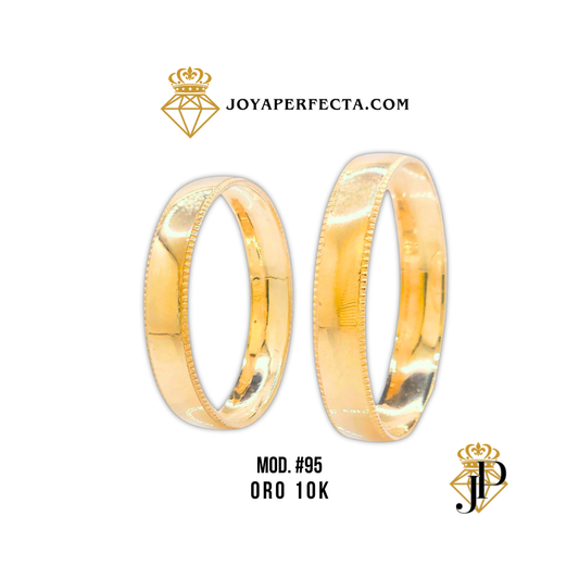Argollas de Matrimonio. MOD #95 Oro 10k. 4mm