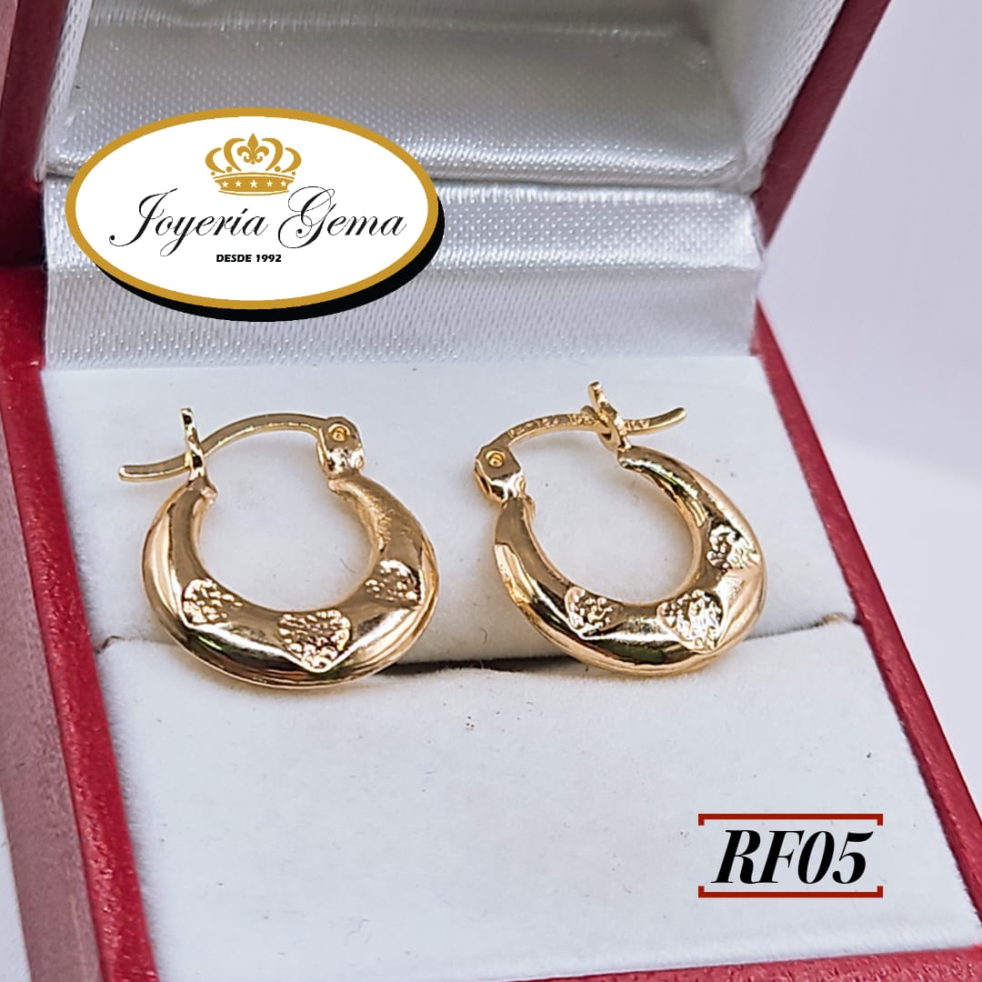 Arracadas de oro 10k. RF05 corazones