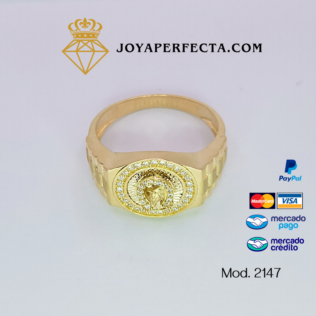 Anillo de oro. Herradura con caballo. Mod 2147