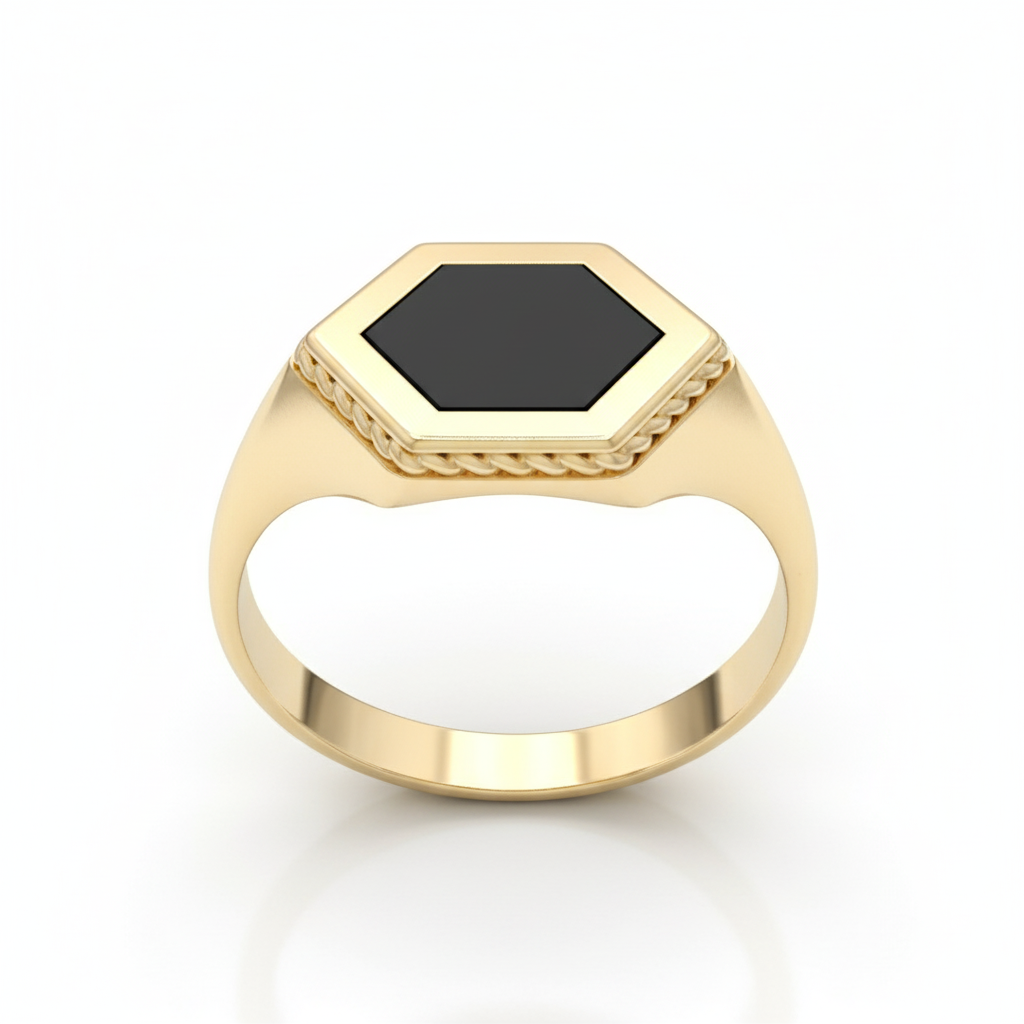 Anillo de oro. De Caballero, HEXAGONAL. ICA002