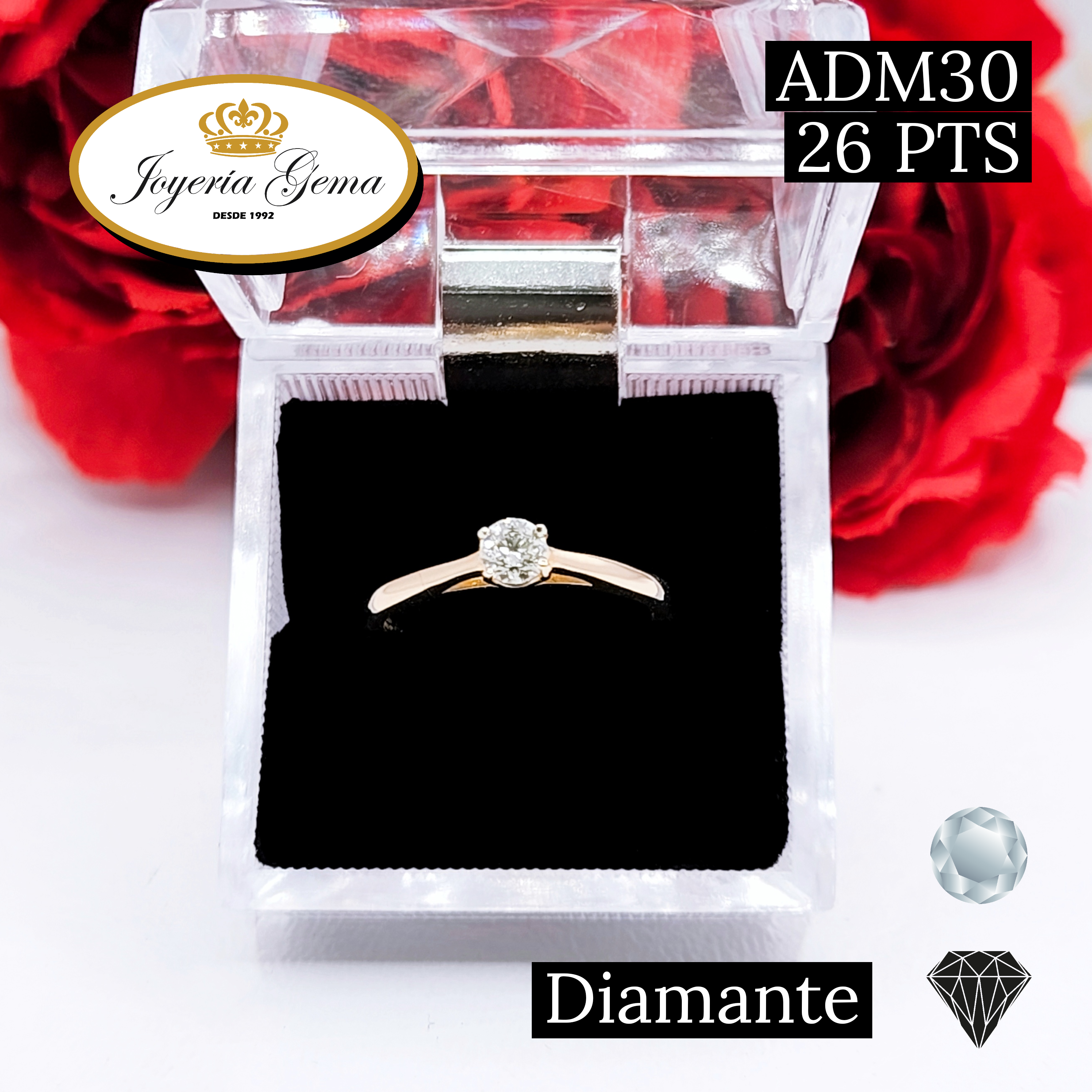 Anillo de oro. Diamante Certificado. Mod ADM30