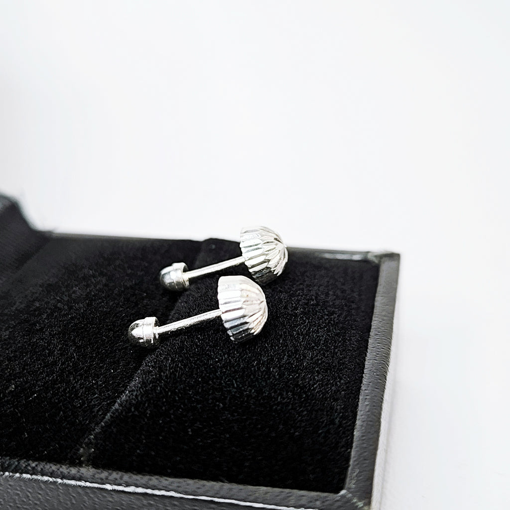 Aretes de plata. Honguito Diamantado