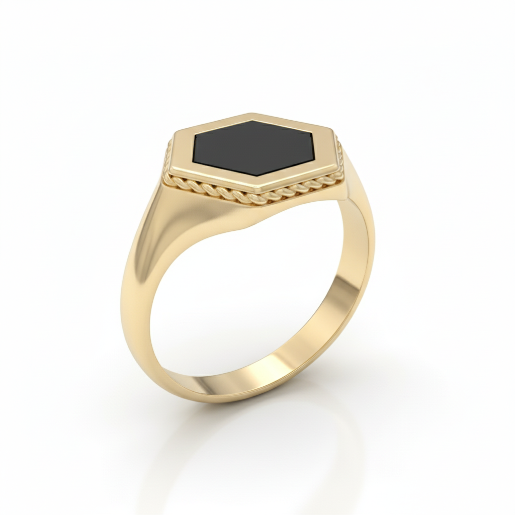 Anillo de oro. De Caballero, HEXAGONAL. ICA002