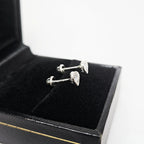 Aretes de Plata. Piedrita corazón y bisel diamantado