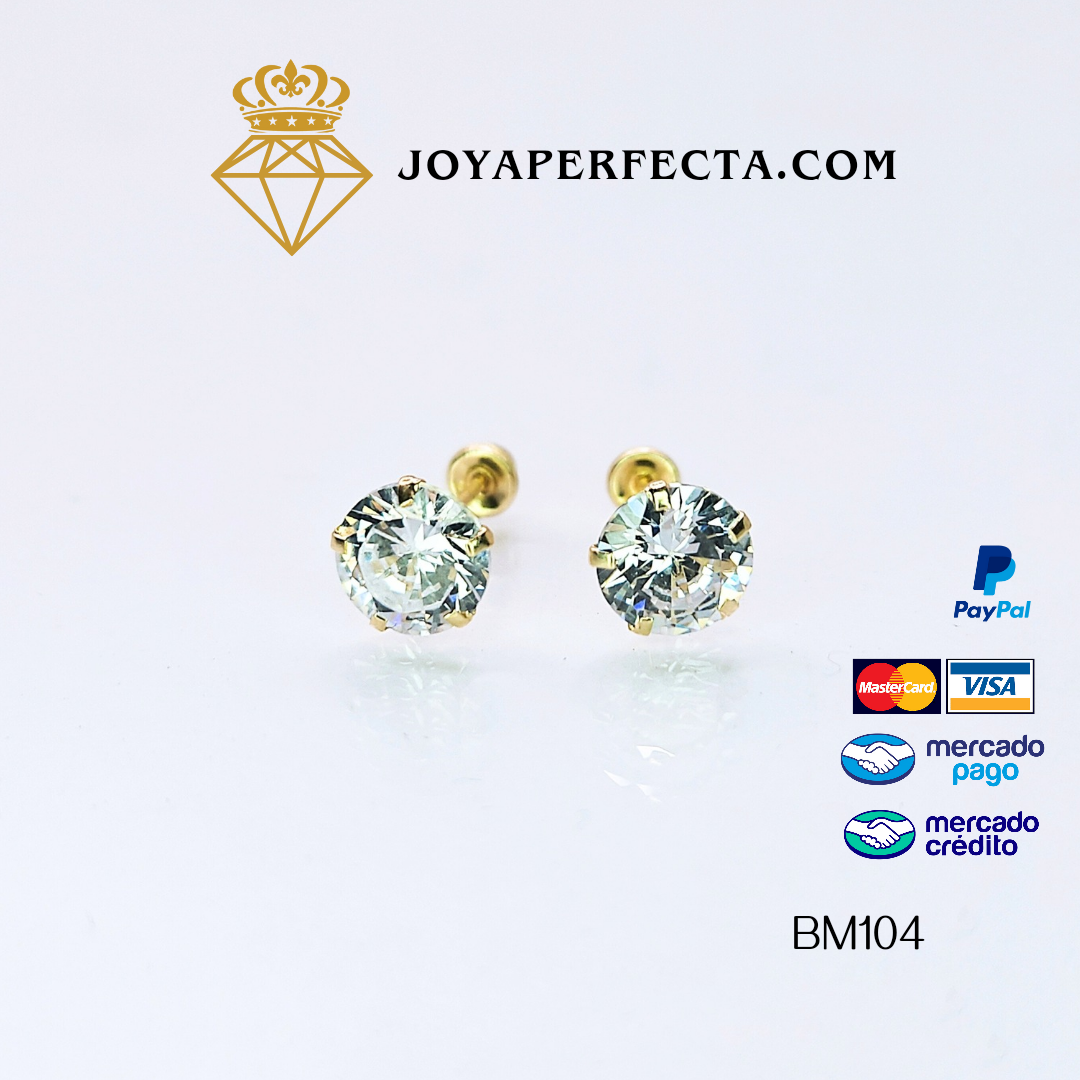 Aretes de oro. Zirconia BM104