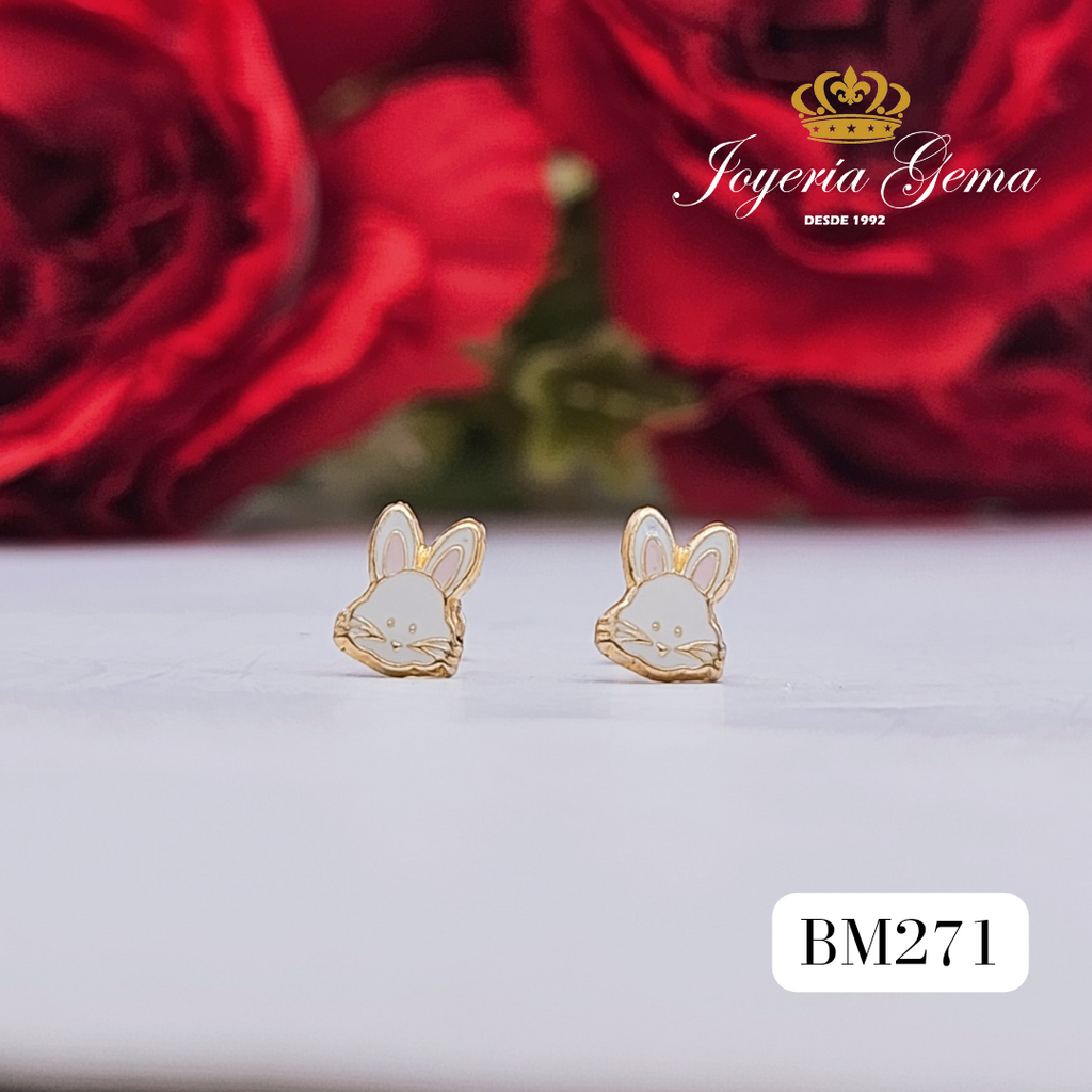 Aretes de oro. Diseño de conejo. BM271