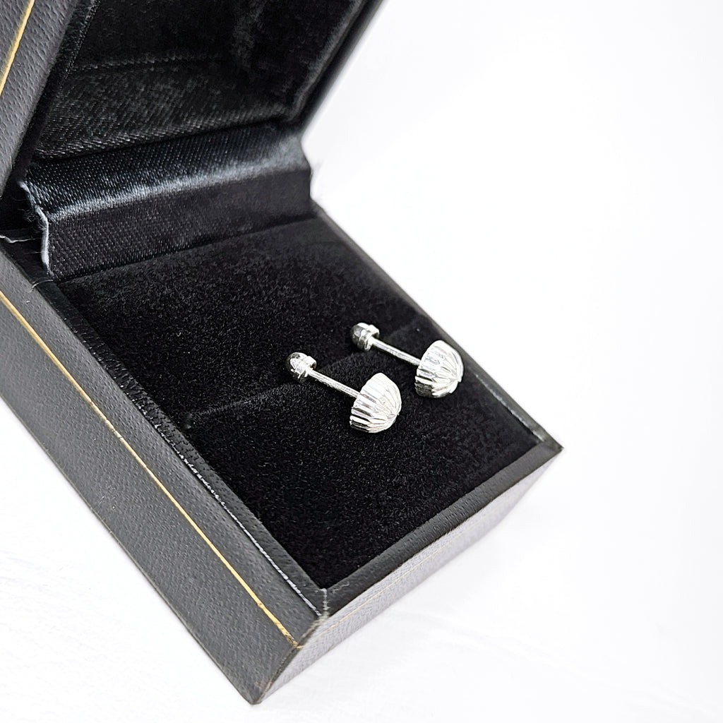 Aretes de plata. Honguito Diamantado