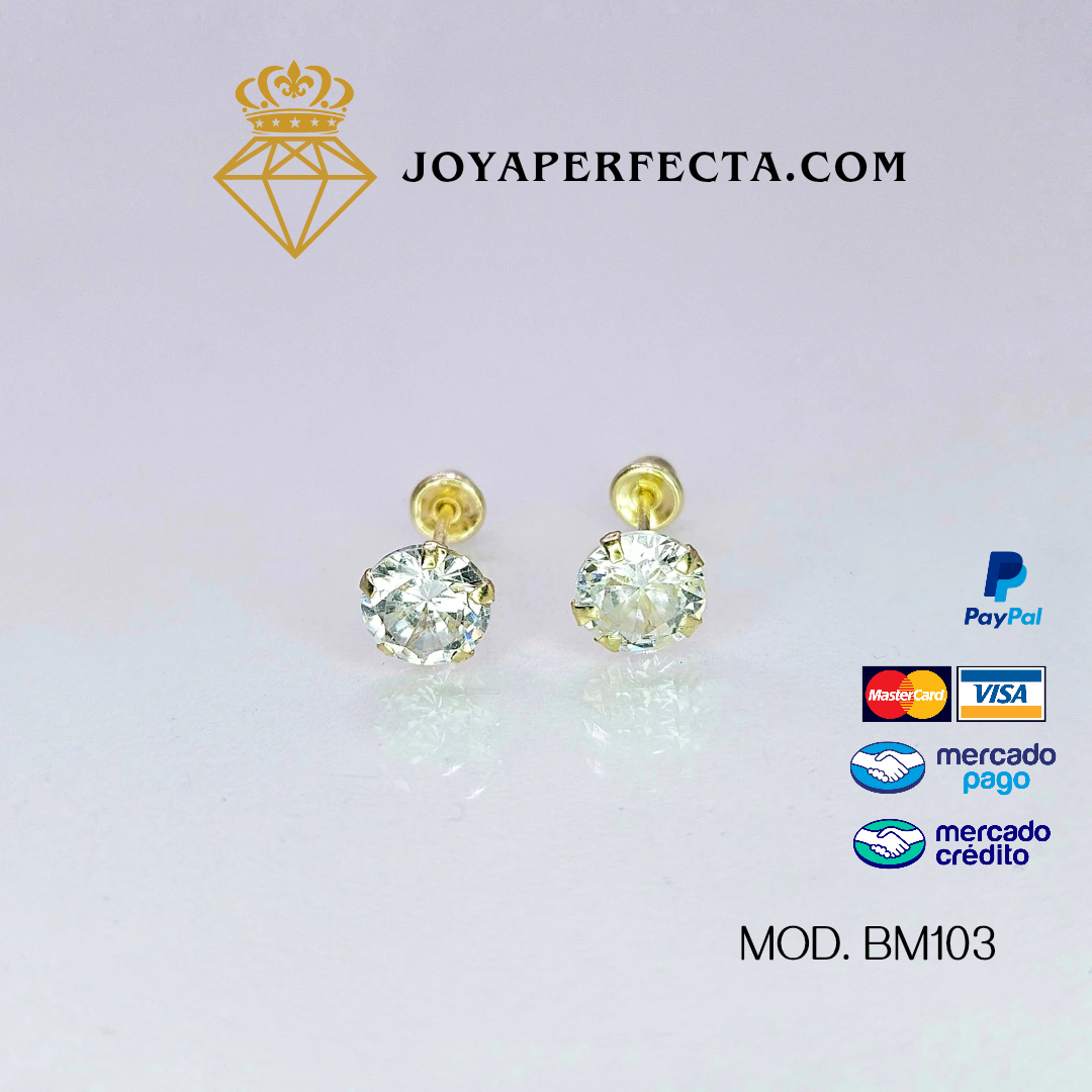 Aretes de oro. Zirconia BM103