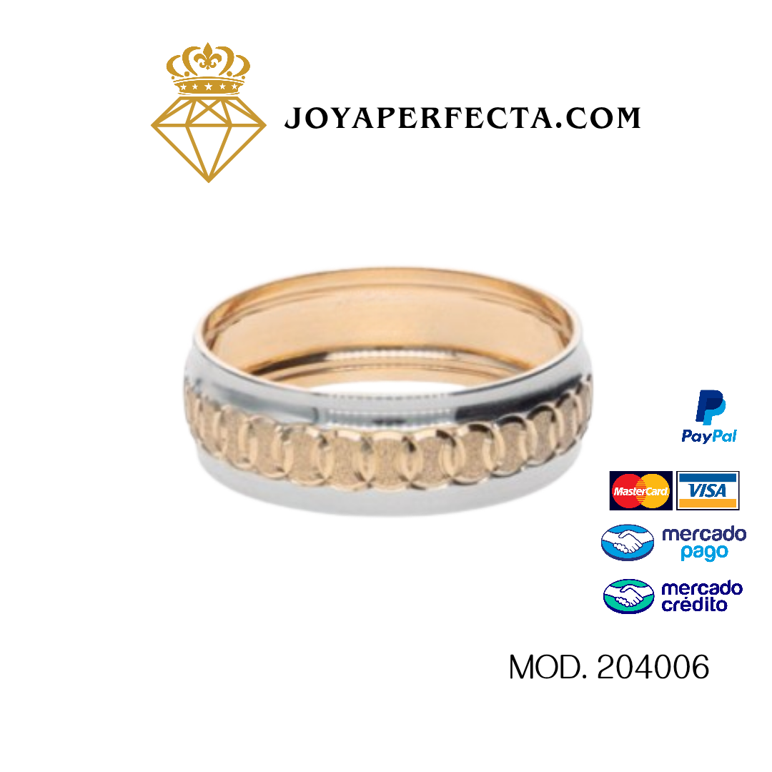 Argolla de matrimonio 14k. Mod 204006