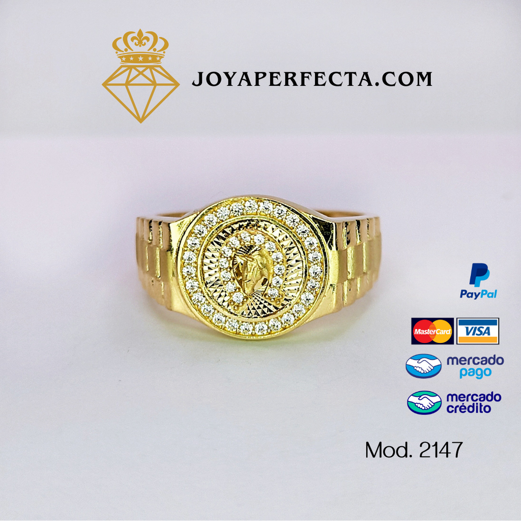 Anillo de oro. Herradura con caballo. Mod 2147