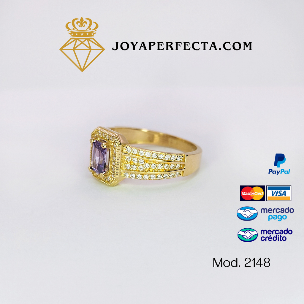 Anillo de oro. Alejandrita cuadrada. Mod 2148