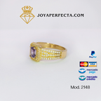 Anillo de oro. Alejandrita cuadrada. Mod 2148