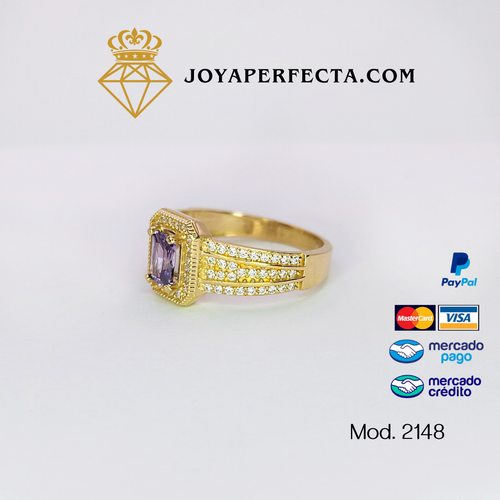 Anillo de oro. Alejandrita cuadrada. Mod 2148