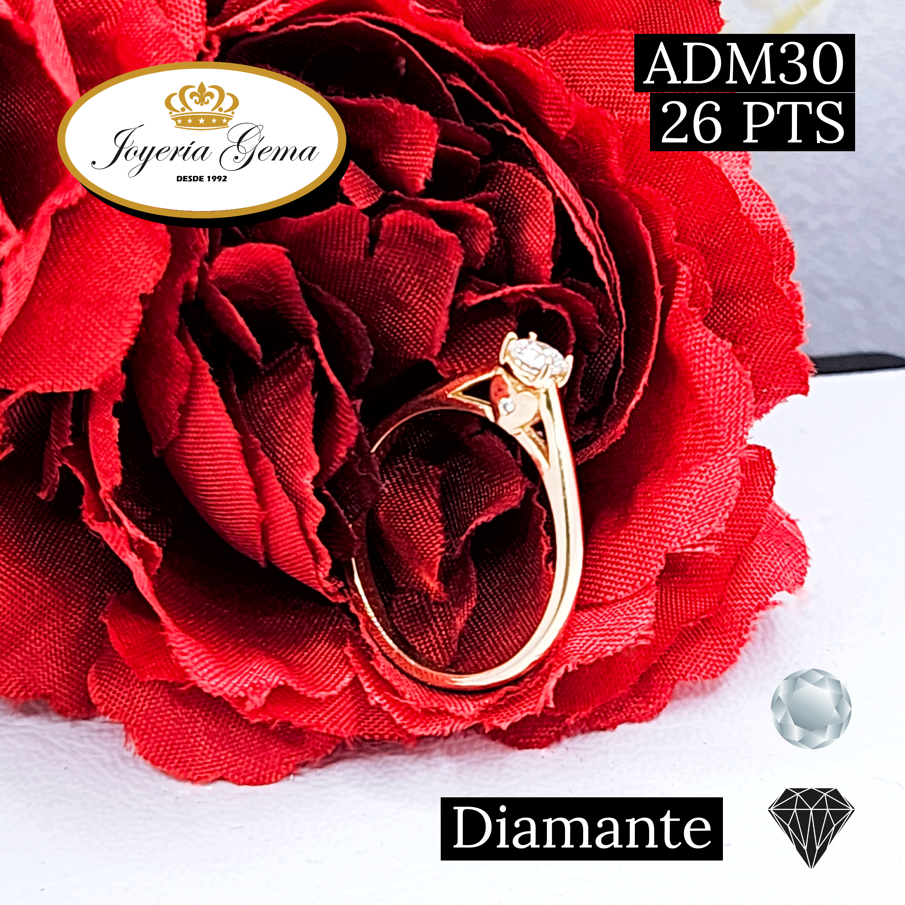 Anillo de oro. Diamante Certificado. Mod ADM30