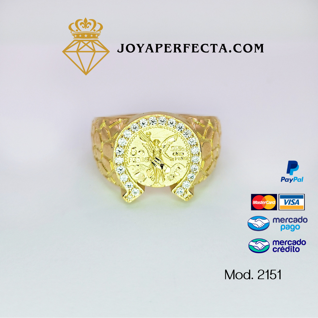 Anillo de oro. Herradura y diseño centenario. Mod 2151