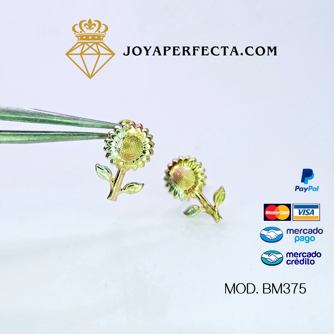 Aretes de oro. Girasol Mod. BM375