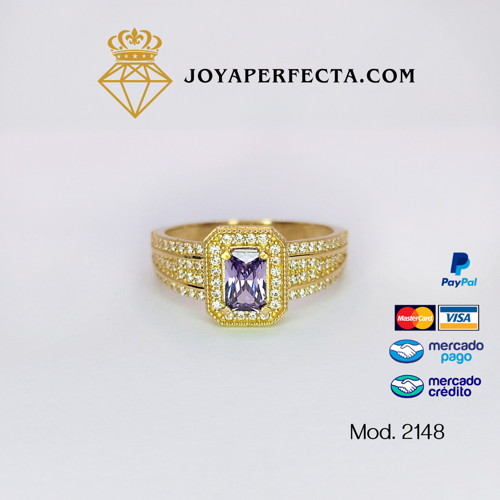 Anillo de oro. Alejandrita cuadrada. Mod 2148