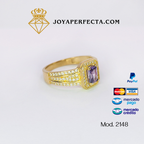 Anillo de oro. Alejandrita cuadrada. Mod 2148