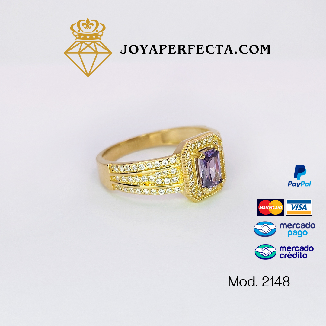 Anillo de oro. Alejandrita cuadrada. Mod 2148