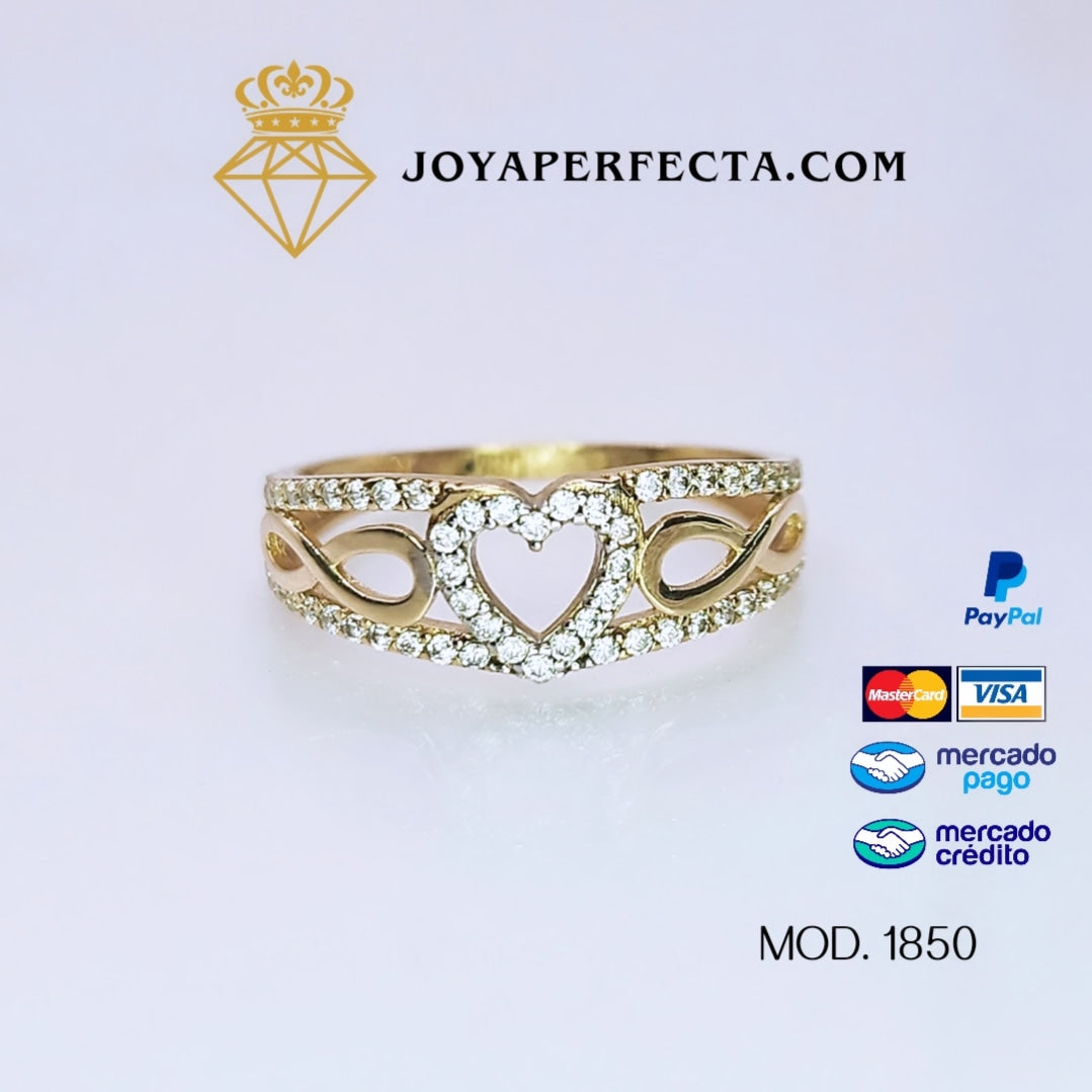 Anillo de oro. Corazon e Infinitos. Mod. 1850