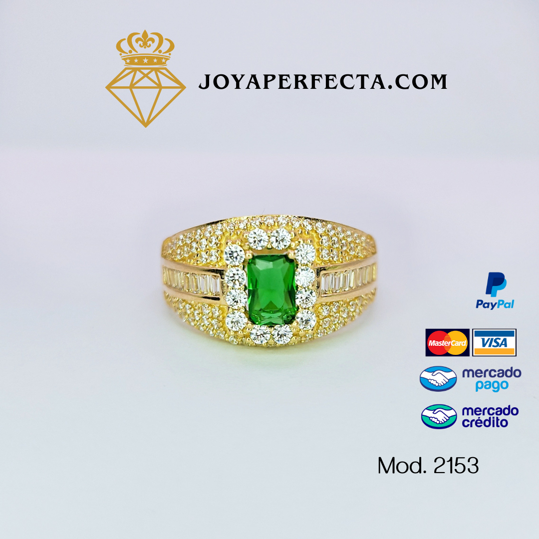 Anillo de oro. De Caballero, corte esmeralda. Mod. 2153