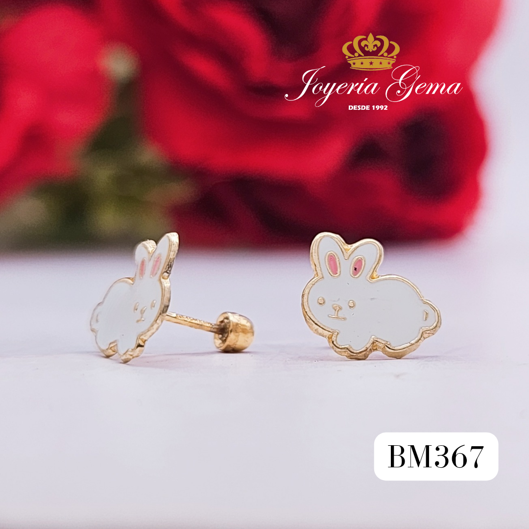 Aretes de oro. Diseño de conejo. BM367