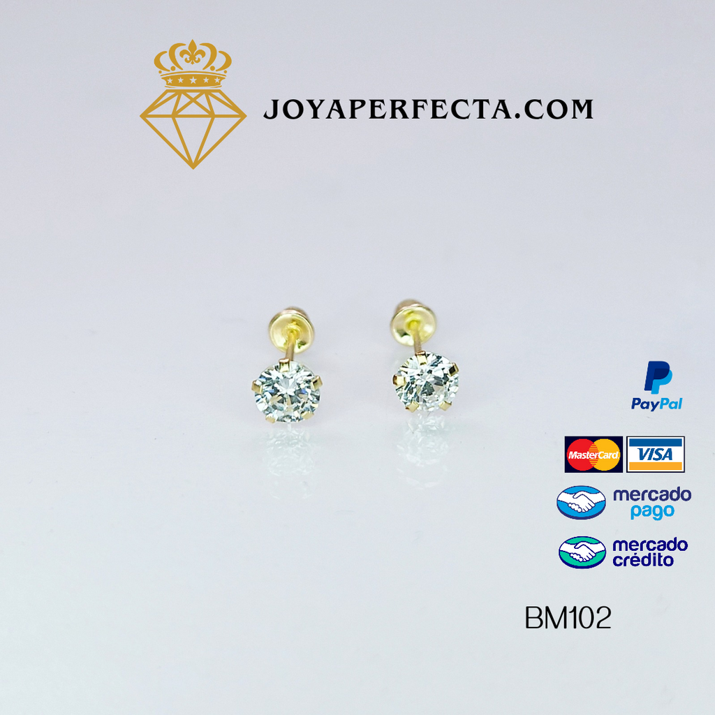 Aretes de oro. Zirconia BM102