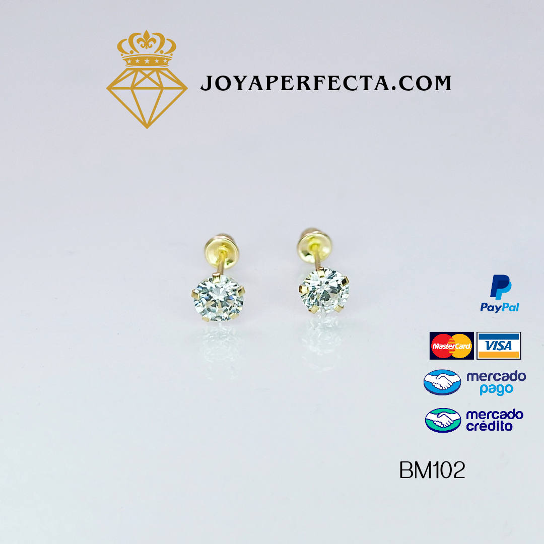 Aretes de oro. Zirconia BM102