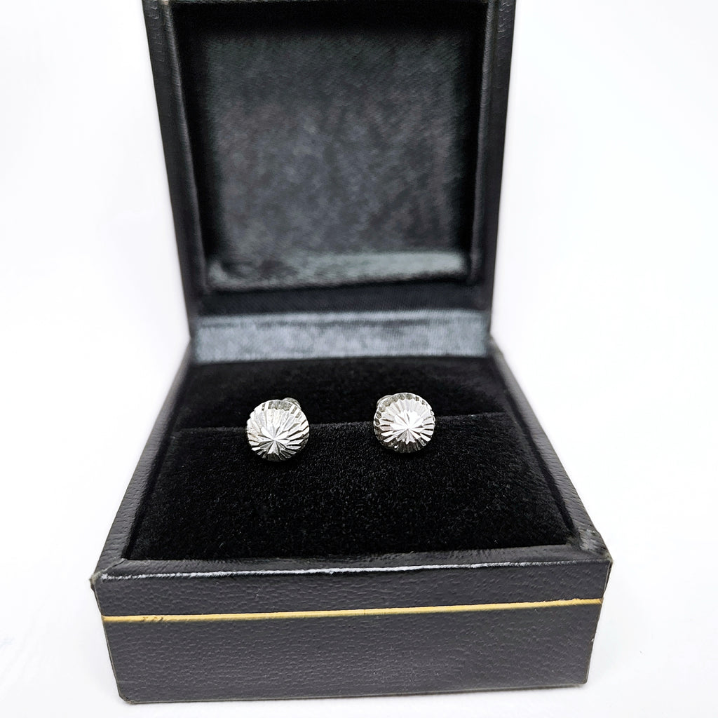 Aretes de plata. Honguito Diamantado