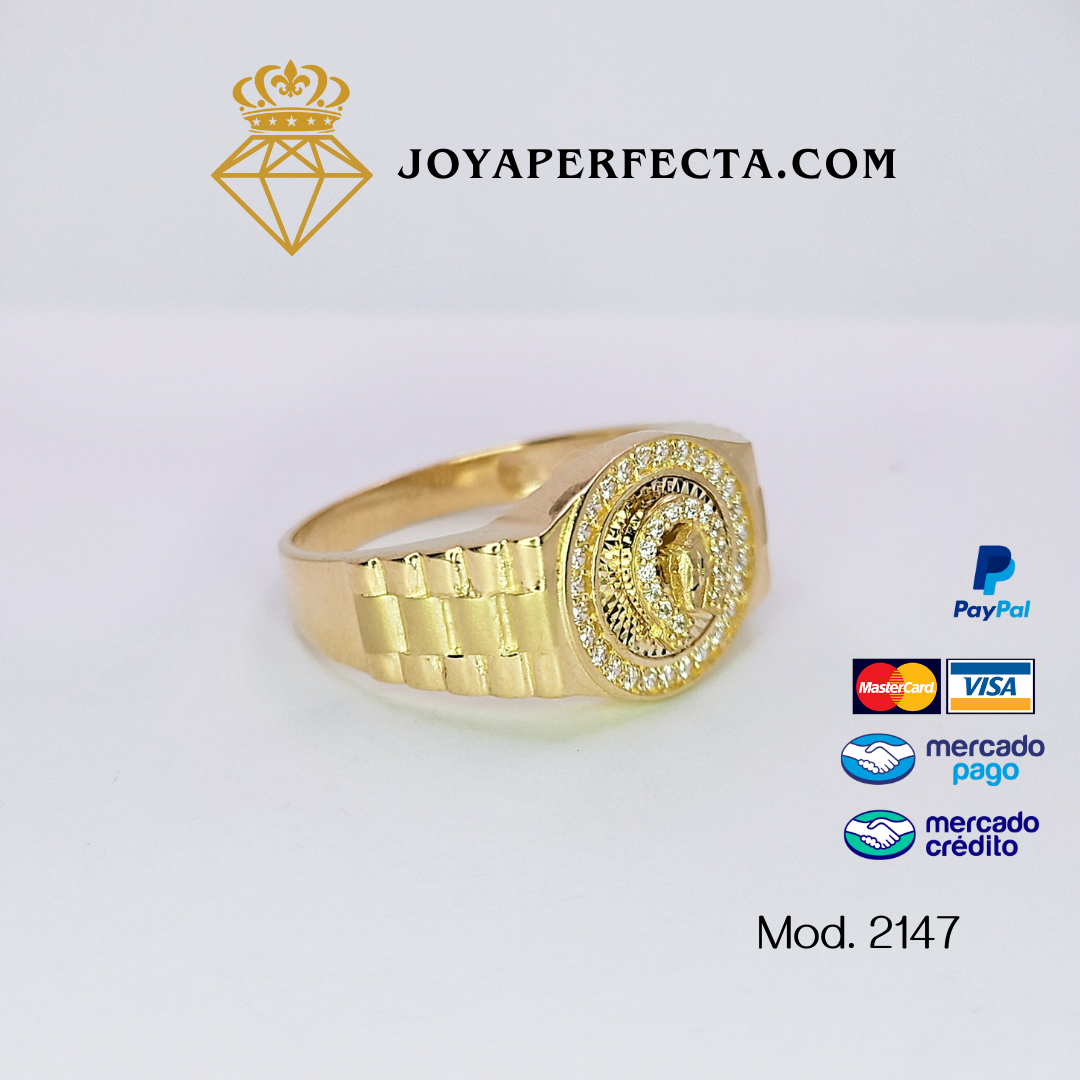 Anillo de oro. Herradura con caballo. Mod 2147