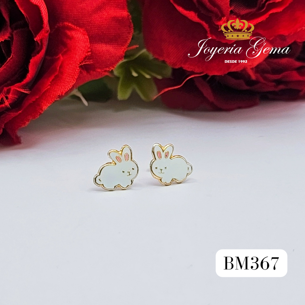 Aretes de oro. Diseño de conejo. BM367