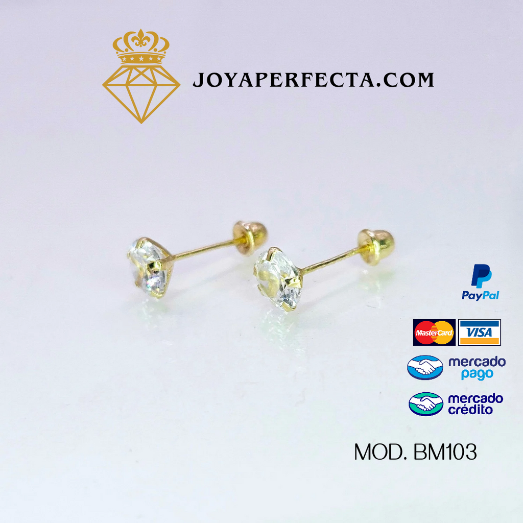 Aretes de oro. Zirconia BM103