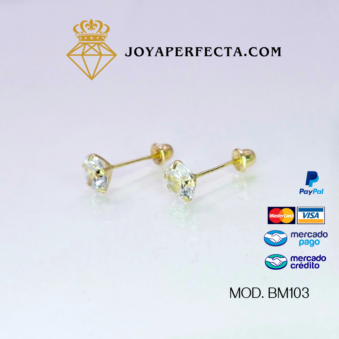 Aretes de oro. Zirconia BM103