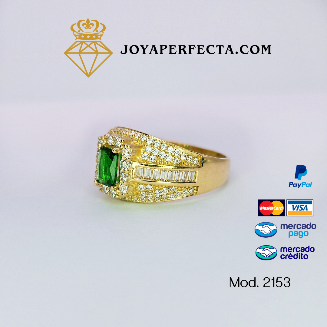 Anillo de oro. De Caballero, corte esmeralda. Mod. 2153