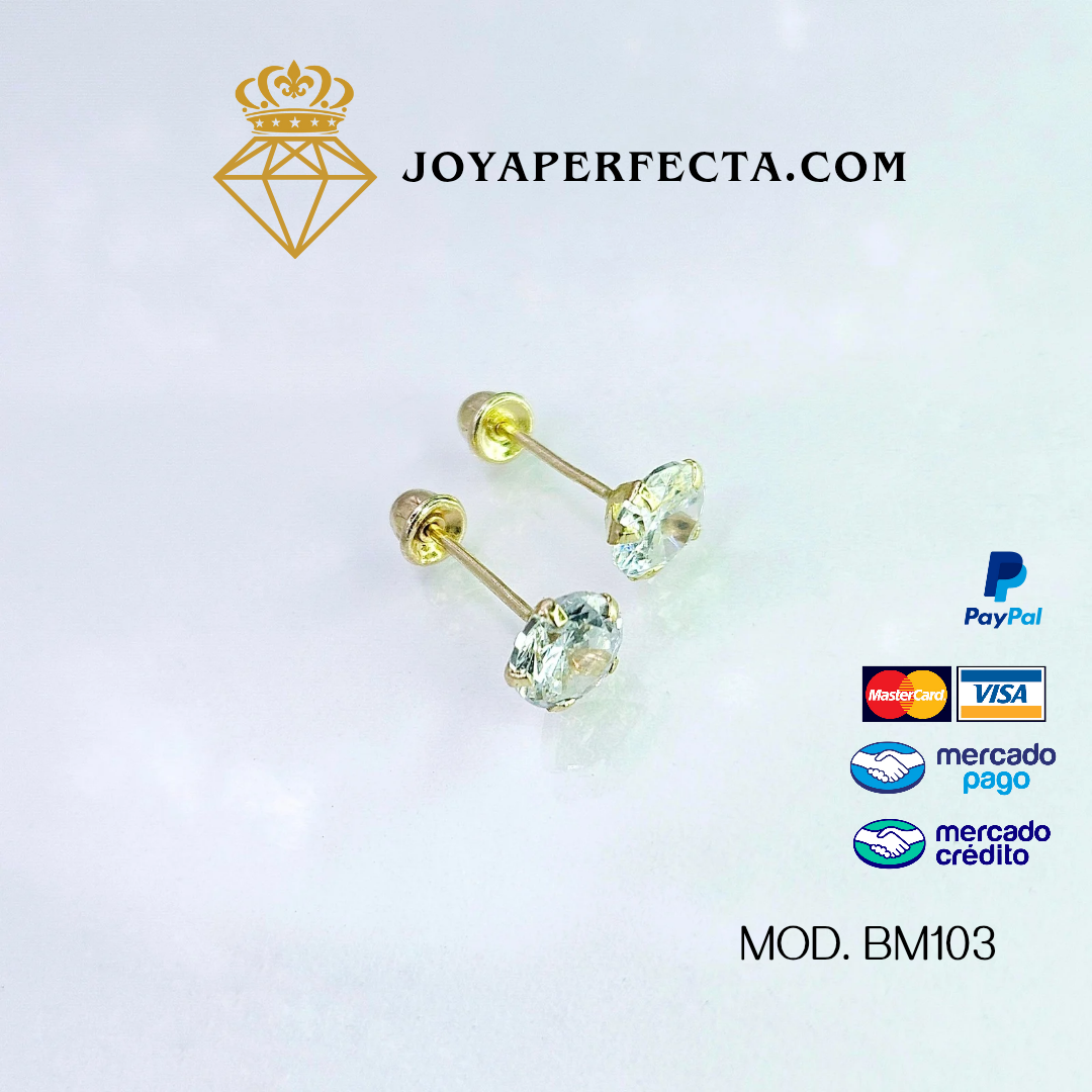 Aretes de oro. Zirconia BM103