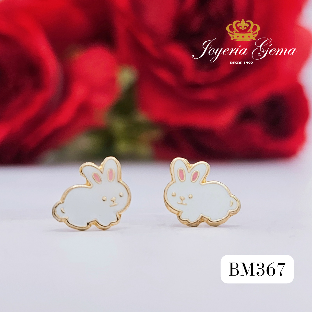 Aretes de oro. Diseño de conejo. BM367