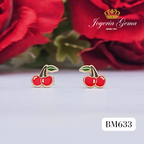Aretes de oro. Diseño cerezas. BM633