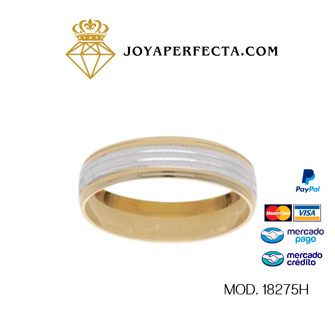 Argolla de Matrimonio 14k. Mod. 18275H